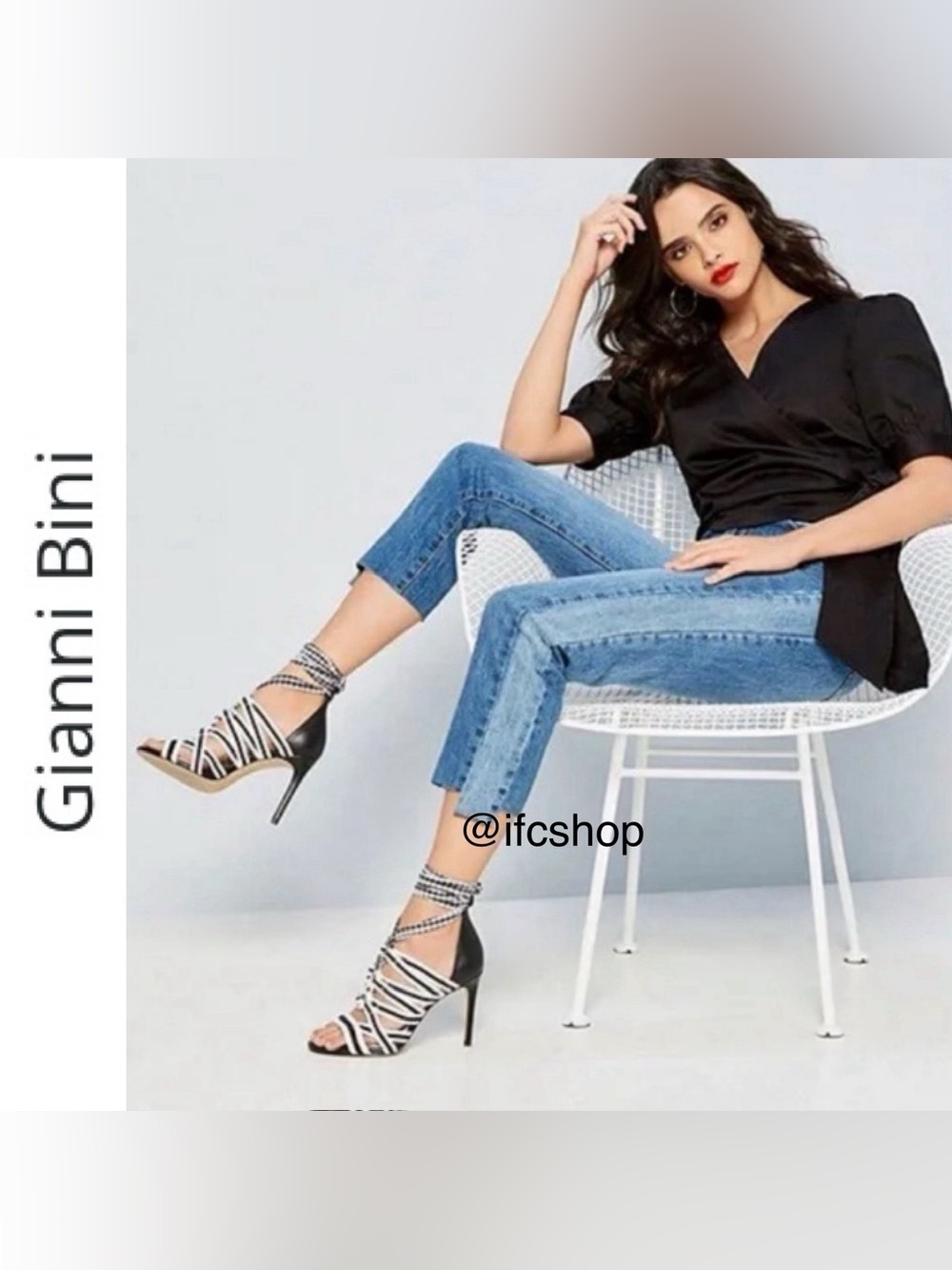 Gianni Bini Black Adriana Lace Up Sandals